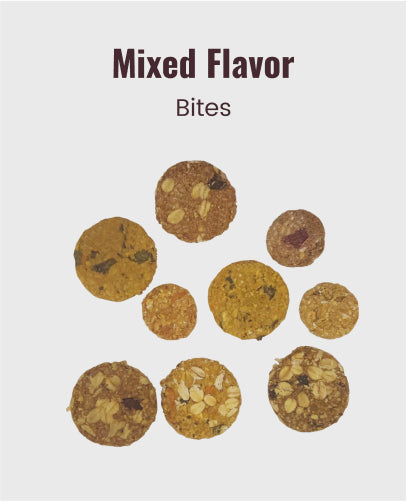 "Mixed Flavor Bites  - All with Peanut Butter Blueberry Cranberry & Sweet Potato Apple & Pear Parsley , Carrots & Appple or Mint "